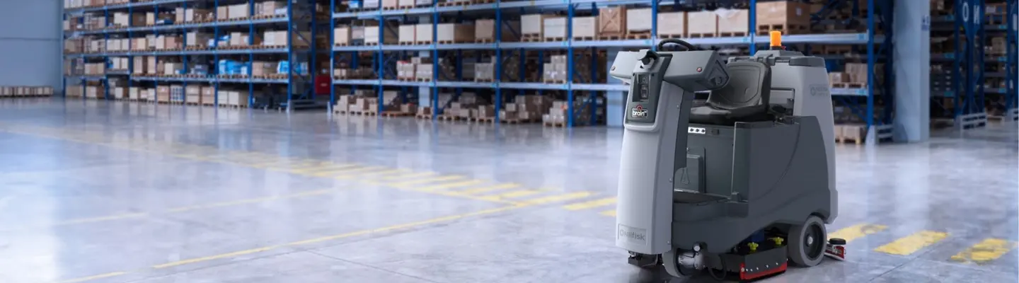 floor scrubber in warehouse