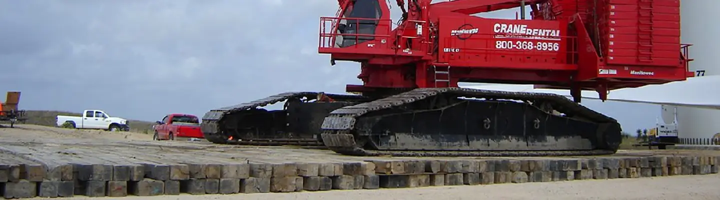 crane on timber ground protection mats