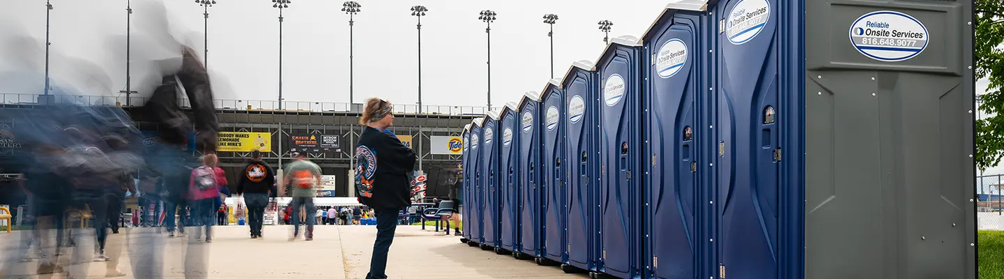 Porta potties at a sporting event