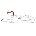 White emergency escape collapsible rope ladder with black handles