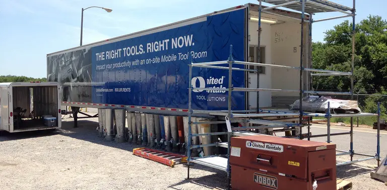 Tool trailer at a jobsite