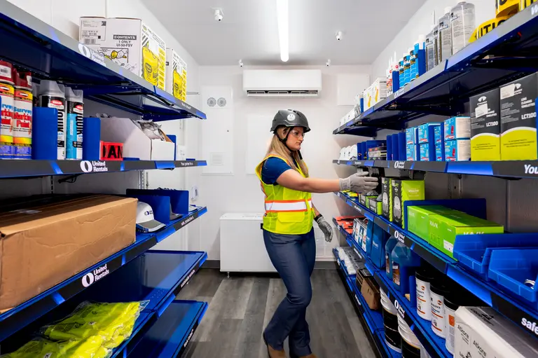 Employee in Supply Storage Container