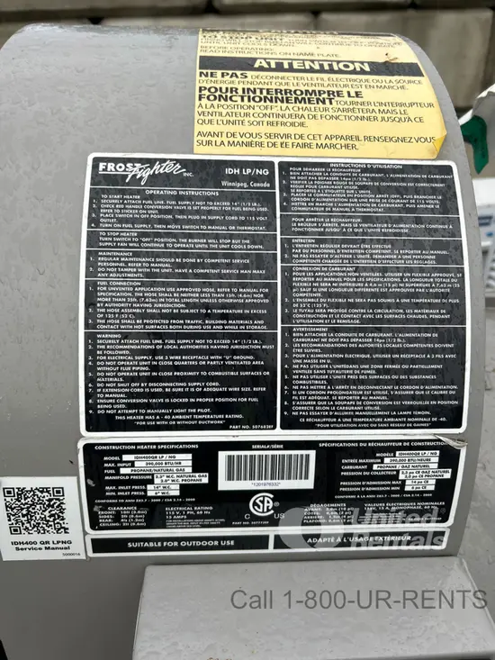 2022 Frost Fighter IDH400QR Indirect Fired Heater