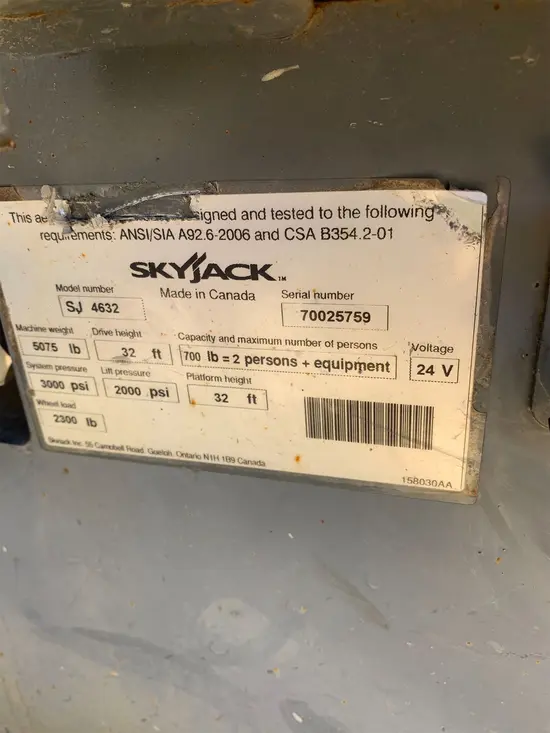 2015 Skyjack SJIII4632 Scissor Lift