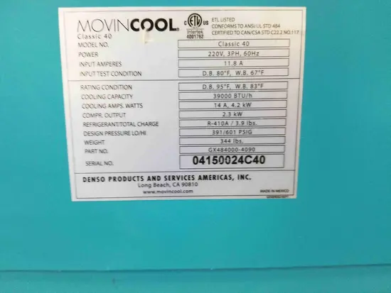 2016 DENSO CLASSIC 40 Portable Air Conditioner