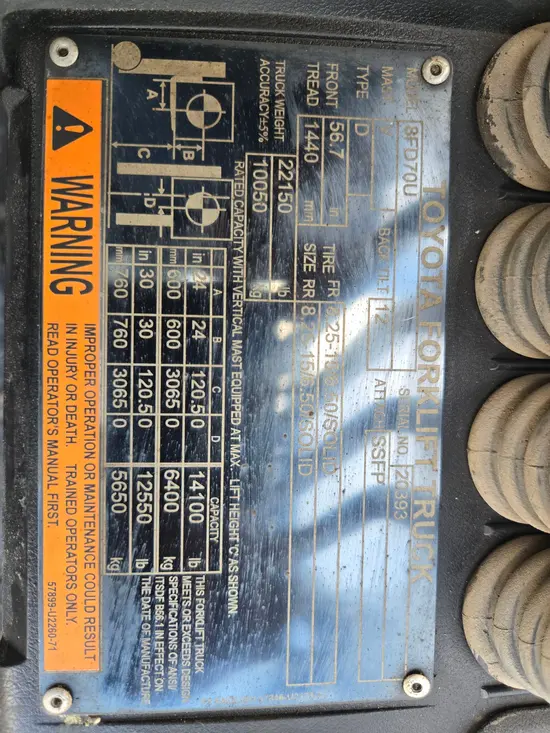 2021 Toyota 8FD70U Warehouse Forklift