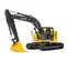 Yellow and gray JOHN DEERE Excavator with Reduced Tail Swing