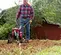 Red Honda 5 horsepower walk-behind tiller