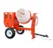 Red and white MULTIQUIP Concrete Mixer, 6 cubic ft., Towable, Gas or Electric Powered
