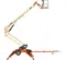 Beige and orange electric towable boom lift