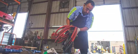 worker with equipment