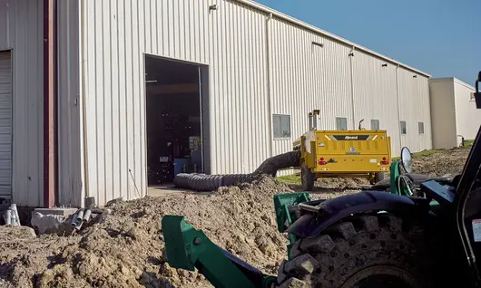 Industrial heater at job site