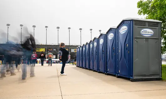 Porta potties at a sporting event