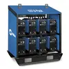 Blue and black MILLERELEC Welder Rack, 280 Amp, 8-Pack