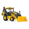 Yellow and black John Deere Backhoe Loader with 17 foot Dig Depth and Extendahoe