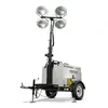 White and black Generac diesel powered Towable Light Tower with a Generator and Vertical Mast