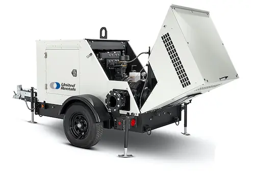 white pump on wheels with hood open product shot