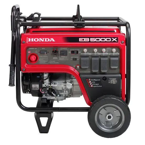 Red and black HONDA 5,000-5,400 W Portable Generator, Gas