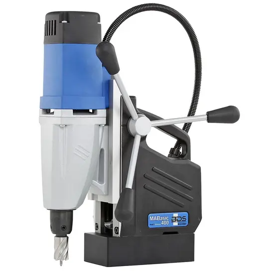 Black and silver and blue CS UNITEC Drill Press Magnetic 1-1/2 in., Electric Powered