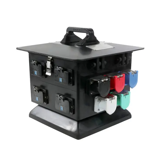 Black, red, white, blue and celadon LEX 100 Amp Edison Cable Feeder Panel 