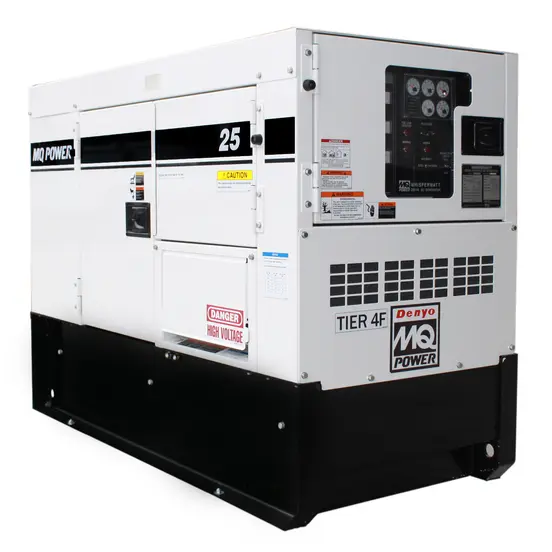 White and black MULIQUIP 16-25 kW Towable Generator, Tier 4 Diesel