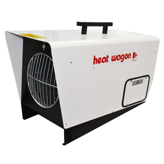 White and black HEATWAGON Heater, 65K BTU, 240v/3ph, Electric Powered
