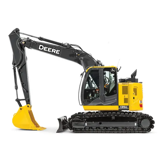 Yellow and black John Deere excavator