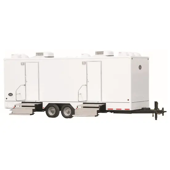 White Jag 6-Station Restroom and Shower Trailer Combo, 6 Sinks