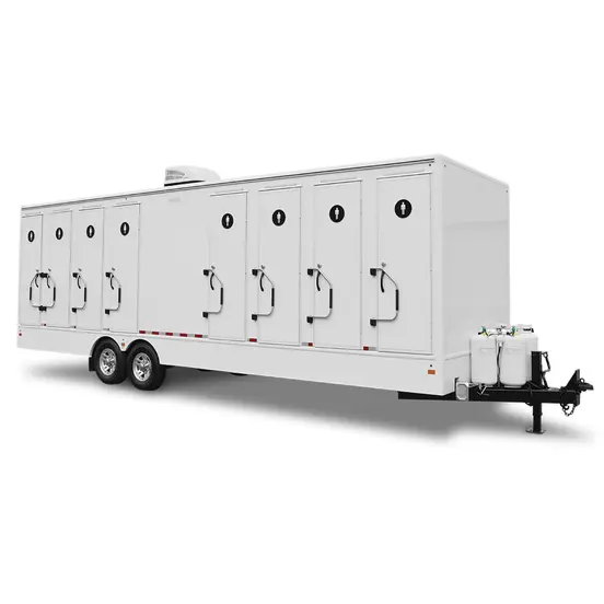 White Satellite 8-Station Restroom Trailer with up to 8 Sinks