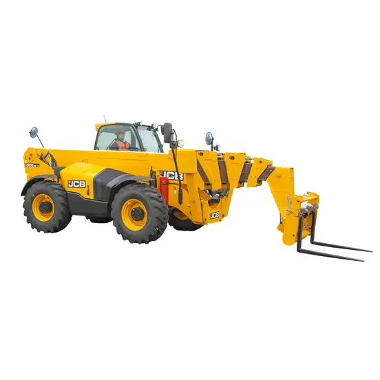 Yellow JCB variable reach forklift