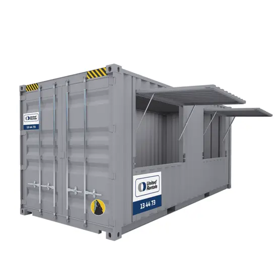 20ft event kiosk container with serving window and awning