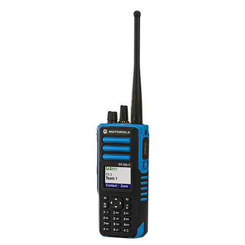 Black and blue Motorola 2-way radio