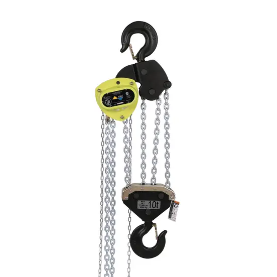 Black and yellow and silver AMH Manual Chain Hoist, 10 Tons